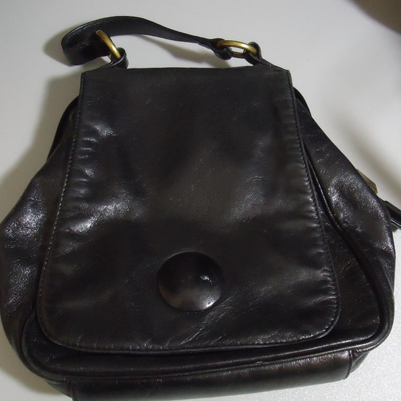 HOBO Handbags - Black Glazed Leather Top Handle HOBO International